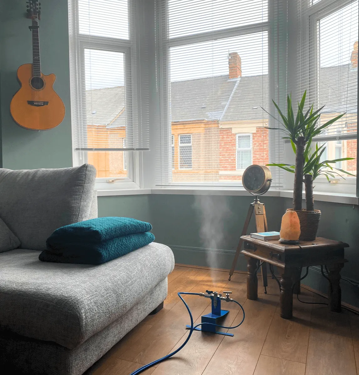VaPURE&trade; dry fog treatment sanitizing a living room